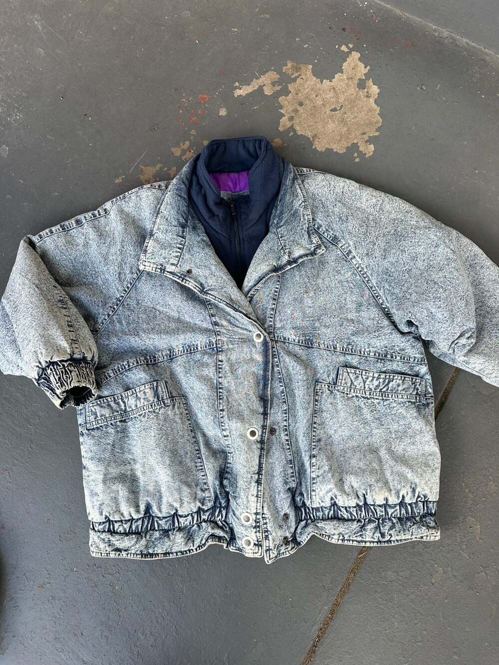 American Royal by Gloria Vanderbilt Denim Jacket Size L Acid Wash Vintage